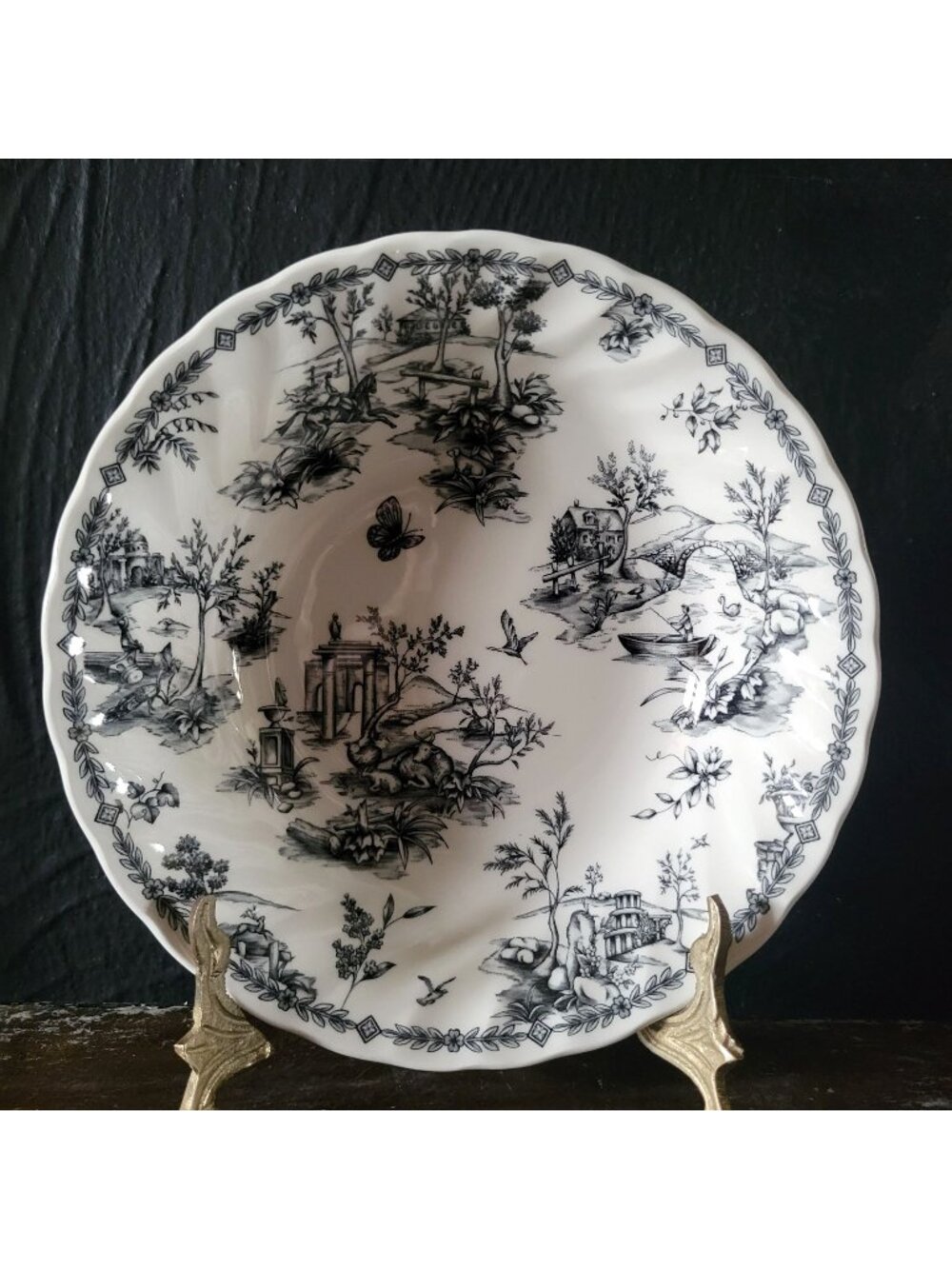 Churchill Toile Black Cereal Bowl Pastoral Scene Pastoral English Dinnerware